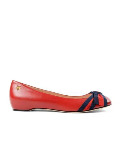 Gucci Bowknot Details Ballet Shoes In Red