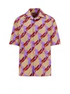 Gucci Bowling Cotton Popeline Shirt With All-over Surfer Print In Multi