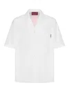 Gucci White Bowling Shirt With Web Detail On The Front And Maxi Web Print With Logo Lettering On The In White