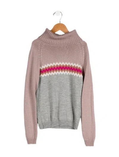 Pre-owned Gucci Kids' Boy's Colorblock Turtleneck Sweater In Grey