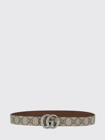 Gucci Boy's Gg Monogram Synthetic Leather Belt With Buckle In Brown