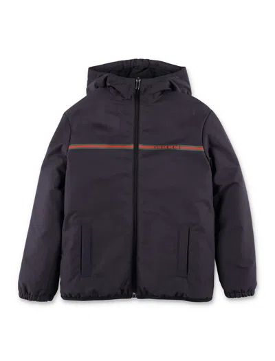 Gucci Boy Hooded Zip-up Jacket In Blu
