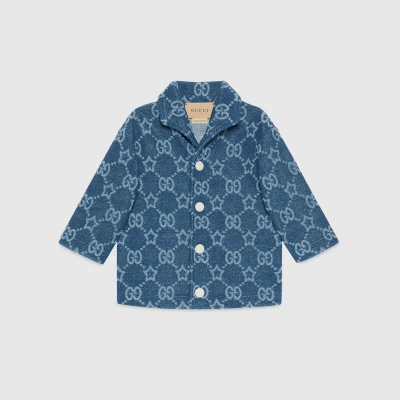 Gucci Babies' Boy Stars Cotton Polo In Blue