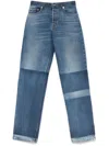 Gucci Blue Five Pocket Jeans With Lightened Effect And Logo Patch On The Back In Denim Woman In Blue