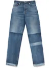 Gucci Blue Five Pocket Jeans With Lightened Effect And Logo Patch On The Back In Denim Woman In Blue