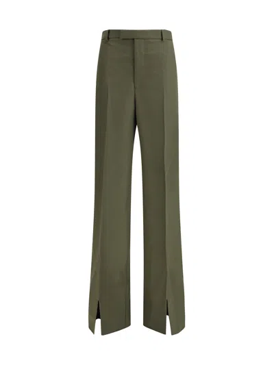 Gucci Boyfriend Trousers With Embroidered Logo In Green