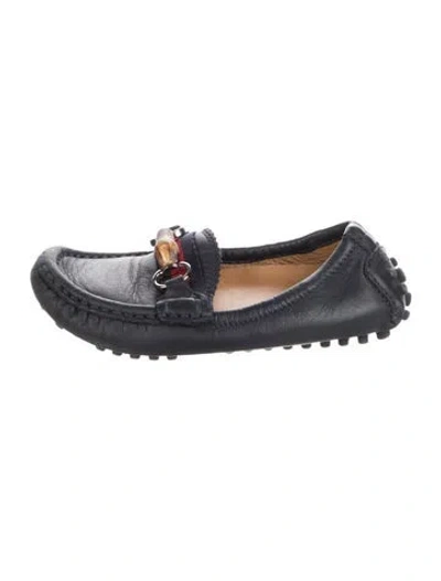 Pre-owned Gucci Kids' Boys Bamboo Leather Loafers In Blue