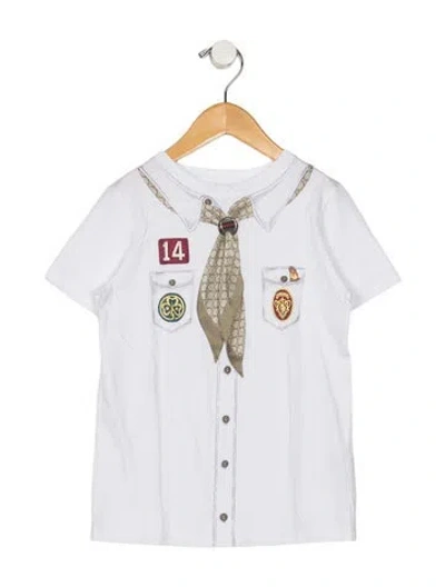 Pre-owned Gucci Kids' Boys Branded Pattern Printed Shirt In White