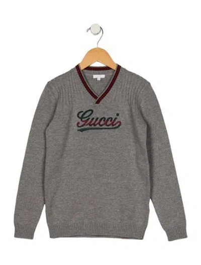 Pre-owned Gucci Kids' Boys Branded Wool Sweater In Grey