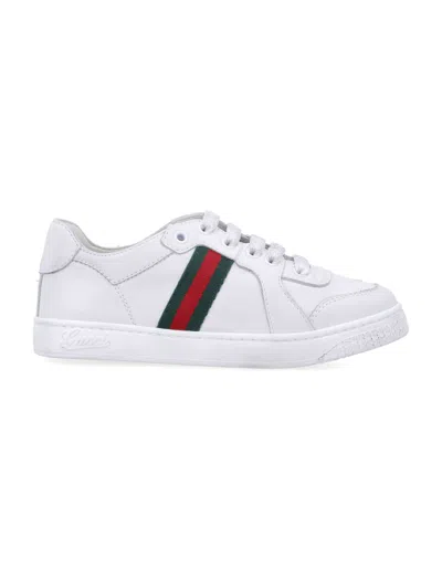 Gucci Boys Calfskin Sneakers In White
