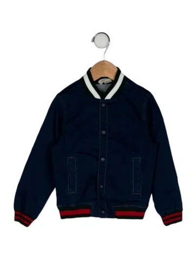 Pre-owned Gucci Babies' Boys' Chambray Web Bomber Jacket In Blue