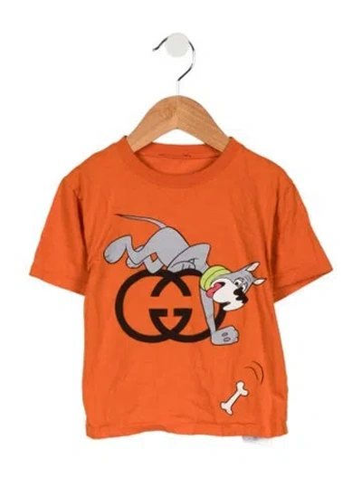 Pre-owned Gucci Babies' Boys' Dog Graphic T-shirt In Orange