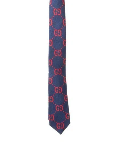 Pre-owned Gucci Kids' Boys' Double G Tie. In Blue