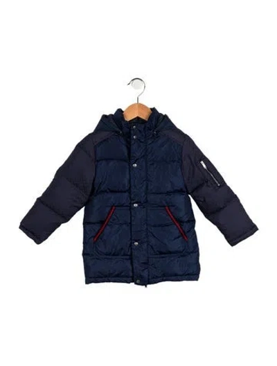Pre-owned Gucci Babies' Boys' Gg Logo Puffer Coat In Blue