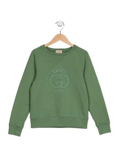 Pre-owned Gucci Kids'  Boys' Graphic Print Crewneck In Green