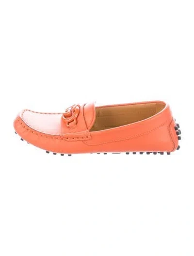 Pre-owned Gucci Babies' Boys Leather Driver Loafers In Orange