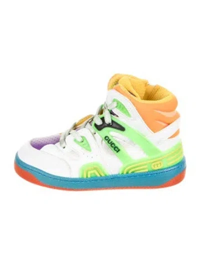 Pre-owned Gucci Kids' Boys' Leather High Top Sneakers W/ Tags In White