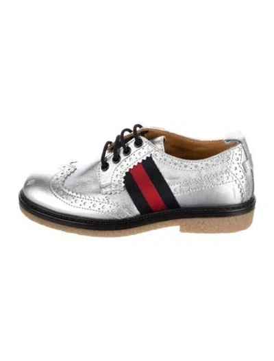 Pre-owned Gucci Babies' Boys Leather Loafers In Metallic