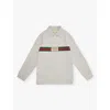 Gucci Branded Long-sleeved Stretch-cotton Polo Shirt 4-12 Years In Light Gry Melange/mx
