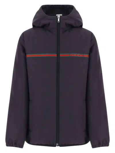 Gucci J Hooded Zip Jacket Recycled P In Purple
