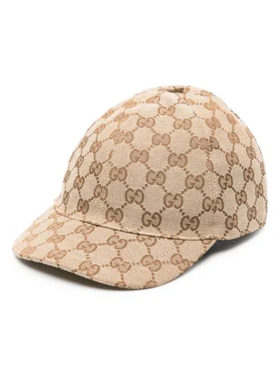 Gucci Boys' Logo Hat In Cotton-poly Blend In Brown