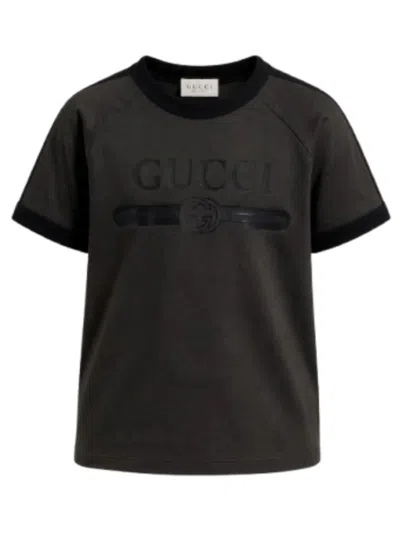 Gucci Boys' Logo T-shirt In Gray