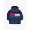 Gucci Hooded Padded Jacket In Marine/mix