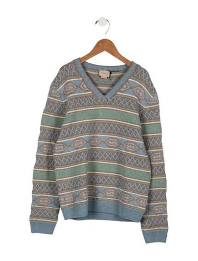 Pre-owned Gucci Kids' Boys' Printed Wool Sweater In Neutrals