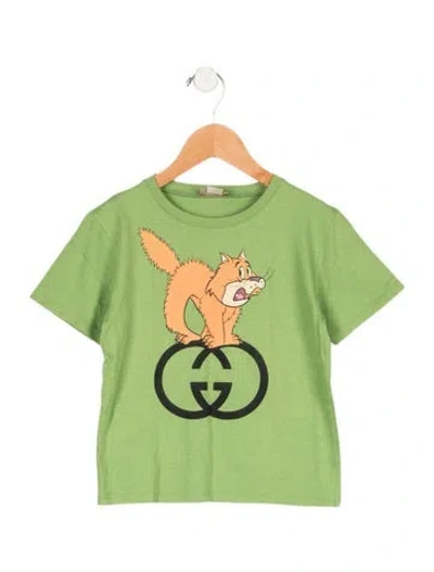 Pre-owned Gucci Babies' Boys Short Sleeve Graphic Shirt In Green