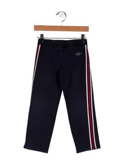 Pre-owned Gucci Babies' Boys Sylvie Web Striped Pants In Blue