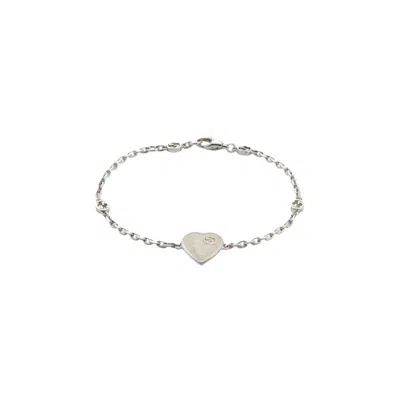 Gucci Heart Bracelet With Interlocking G Size 17- Yba645546003 In Silver-tone