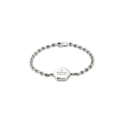 Gucci Womens Silver Trademark Logo-engraved Sterling Silver Bracelet