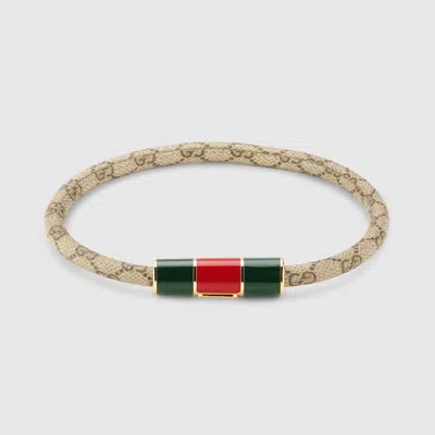 Gucci Bracelet Avec Plaque Web En Émail In Gold