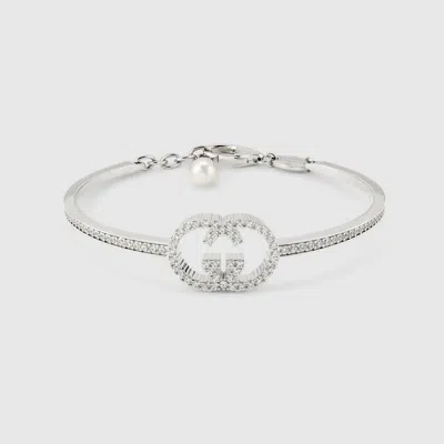 Gucci Bracelet En Cristal Avec Détail Gg In Silver