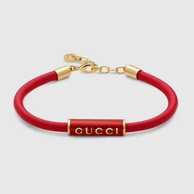 Gucci Bracelet With Enamel  Leather In Red