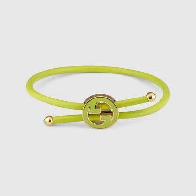 Gucci Bracelet With Enamel Round Interlocking G In Green