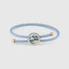 Gucci Bracelet With Enamel Round Interlocking G In Blue