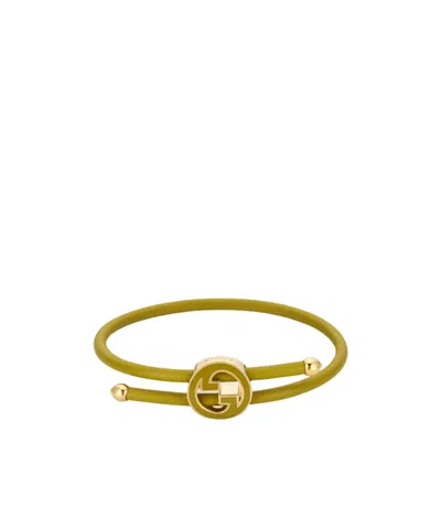 Gucci Bracelet With Enamel Round Interlocking G In Green