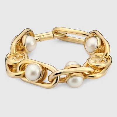 Gucci Bracelet With Mobile Pearls In Gold
