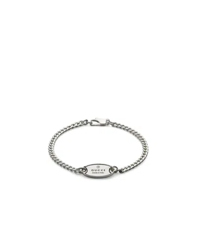 Gucci Womens Silver Trademark Logo-engraved Sterling Silver Bracelet