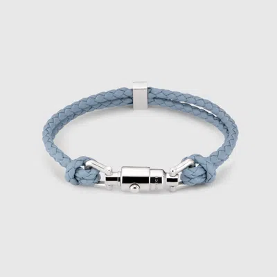 Gucci Braided Bracelet With Piston Detail Leather In Blue