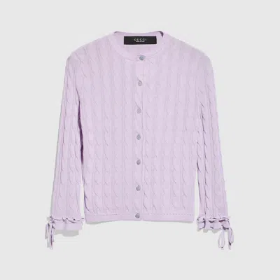 Gucci Braided Cotton Blend Cardigan In Purple