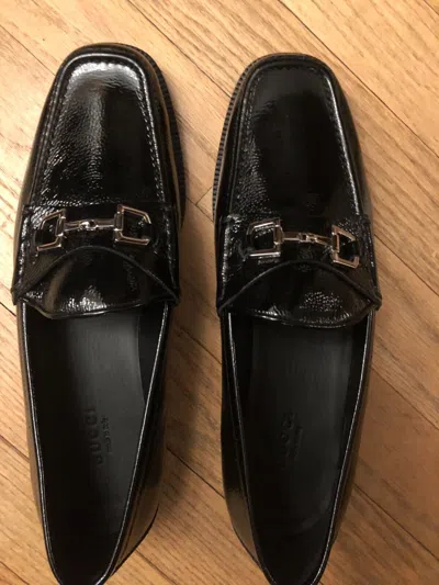 Pre-owned Gucci Brand  Black Lacquer Leather Loafers 7.5 & A Complimentary Dust Bag