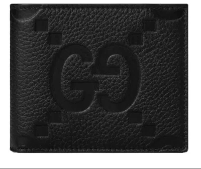 Pre-owned Gucci Brand  Jumbo Gg Wallet In Black Leather Retail $580