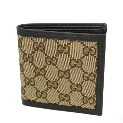 Pre-owned Gucci Brand  Men's Gg Canvas Bifold Wallet 150413 In Beige