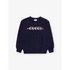 Gucci Brand-print Round-neck Cotton-jersey Sweatshirt 4-10 In Dark Night Sky/mc