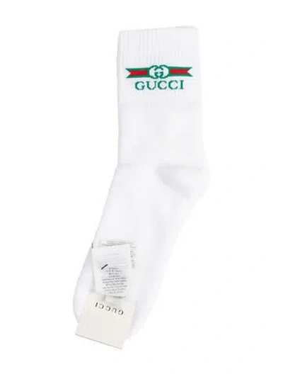 Pre-owned Gucci Branded Long Socks W/tags In White