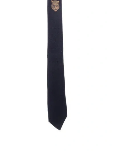 Pre-owned Gucci Branded Pattern Printed Tie In Blue