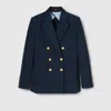 Gucci Cotton Double-breasted Blazer In Blue