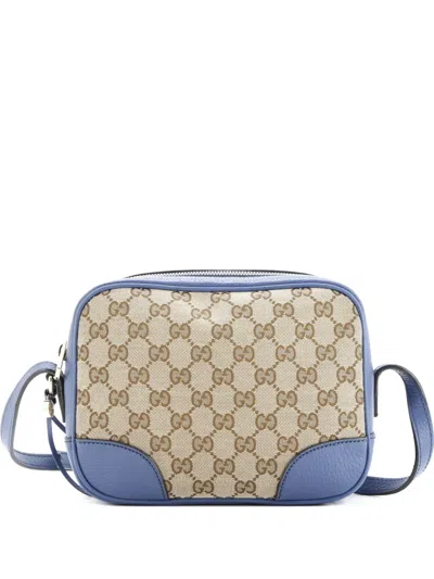Pre-owned Gucci Bree Disco Gg Canvas With Leather Mini Crossbody Bag In Blue